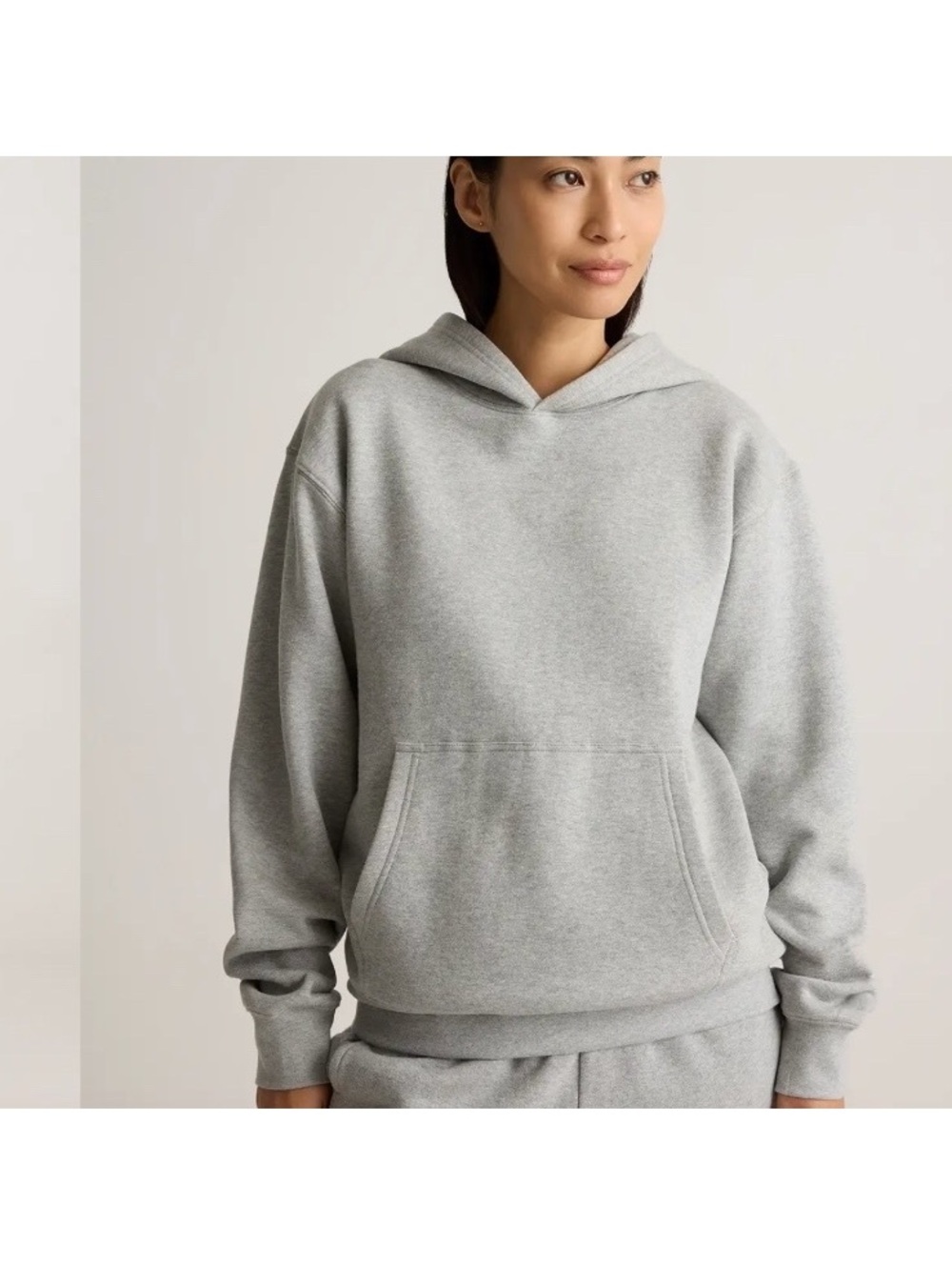 Quince Organic Heavyweight Fleece Boyfriend Hoodie Heather Grey Women’s Large